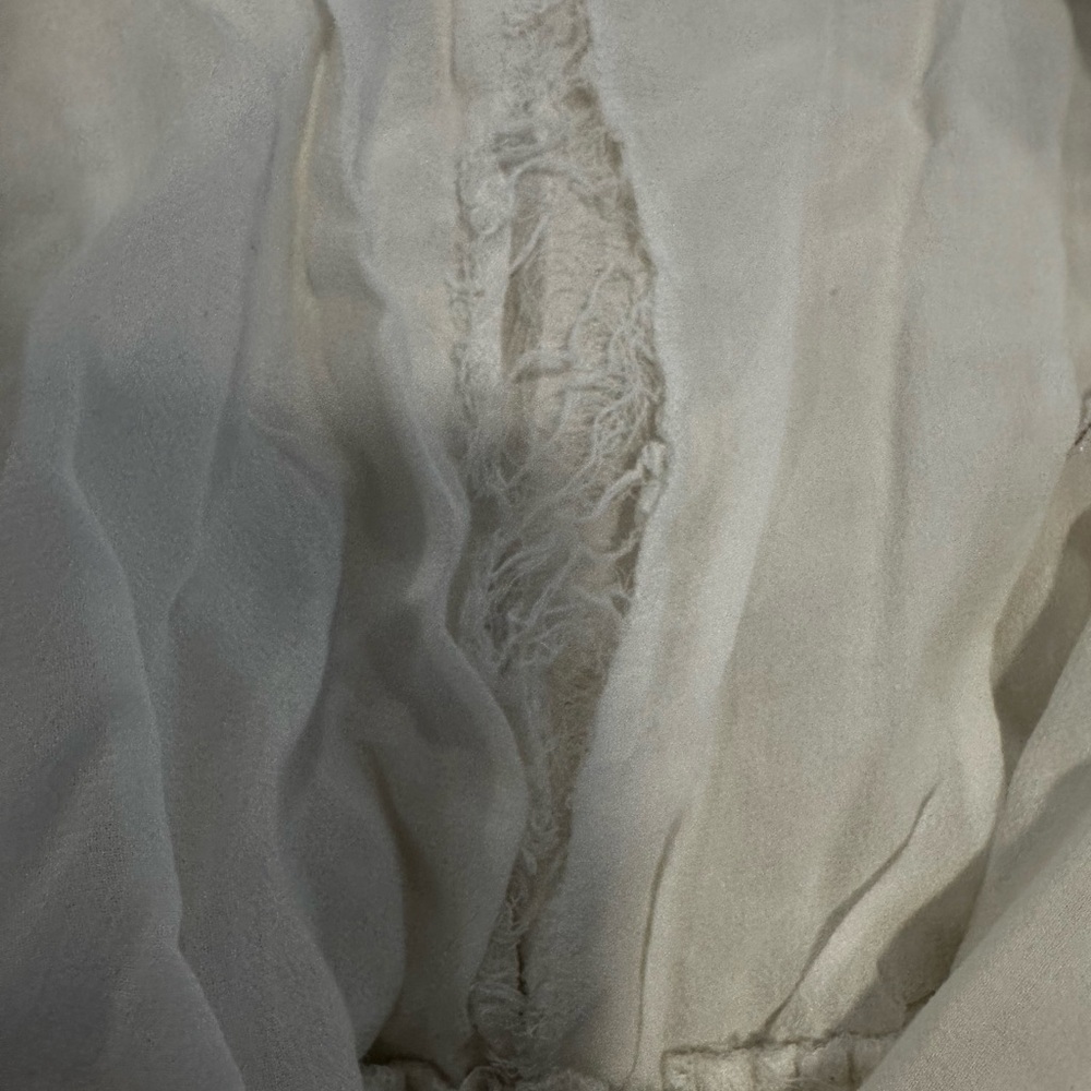 Free People Sz:L White Chiffon Flowy Boho Summer Dress Aztec Tribal Embroidery. - Picture 15 of 15